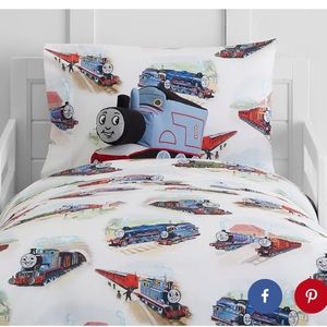 Pottery Barn Kids Thomas & Friends Organic Toddler Sheet Set Train Cotton